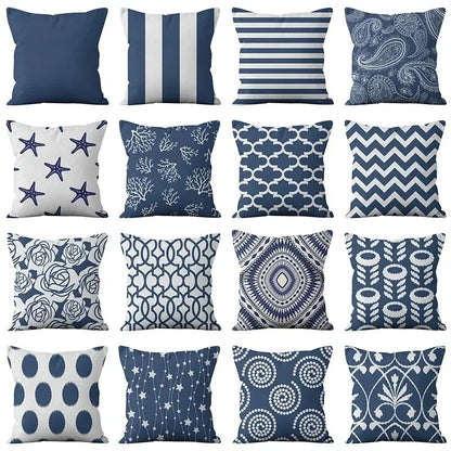 Modern Fashion Nordic Sofa Simple Cushion Cover Living Room Decoration Pillow Cover Navy Blue Geometric Pillow Cover