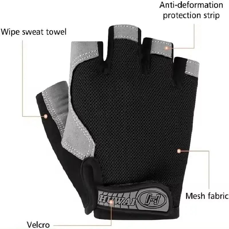 Gym Gloves Fingerless Gloves Anti-Slip Shock-Absorbing Breathable Gloves Sports Gloves for Training Lifting Weight Cycling
