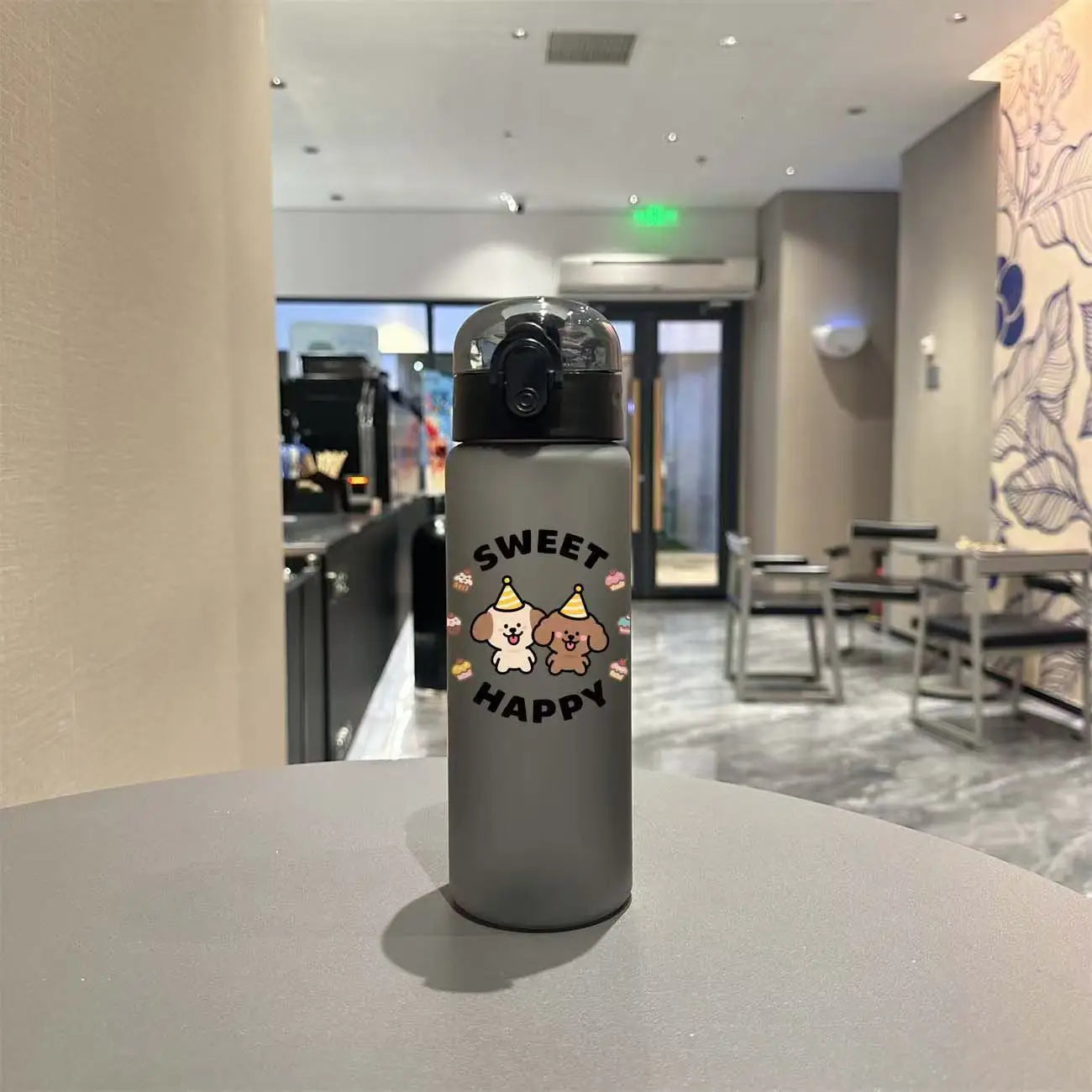 780ml 3D Printed Cute Cartoon Water Bottle Leakproof Plastic Straw Cup Portable Outdoor Large Capacity Sports Water Bottle