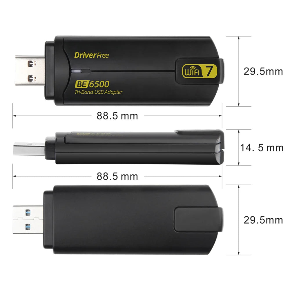 Fenvi WiFi 7 USB Adapter BE6500 802.11BE Wireless WiFi card 6500Mbps USB3.0 WiFi Dongle 2.4G/5G/6GHz For Win 10/11 Driver Free