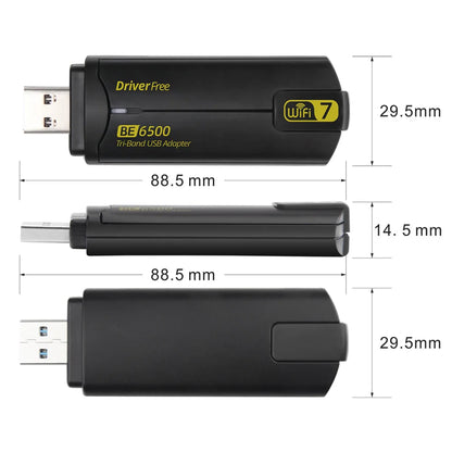 Fenvi WiFi 7 USB Adapter BE6500 802.11BE Wireless WiFi card 6500Mbps USB3.0 WiFi Dongle 2.4G/5G/6GHz For Win 10/11 Driver Free