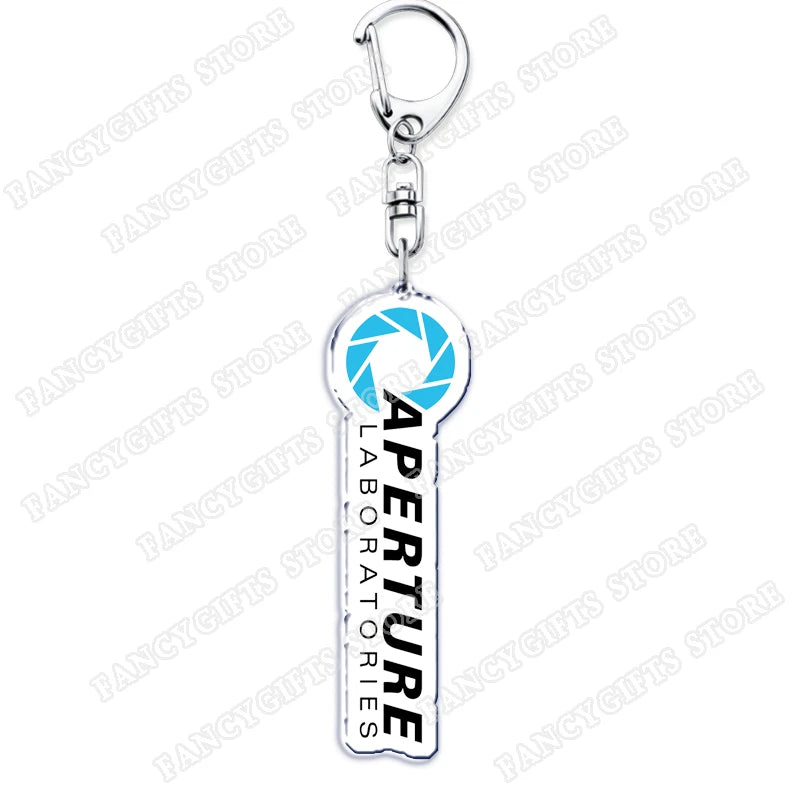 Popular Video Game Keychains for Accessories Bag Glados Aperture Laboratories Science Keyrings Jewelry Gamer Fans Gaming Gifts