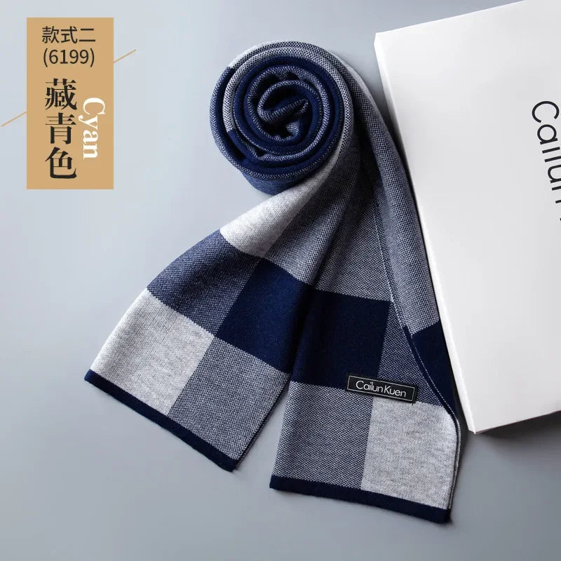 High Quality Wool Men Scarf Autumn Winter Classic Business Thermal Muffler Male Soft Korean Version Long Thick Warm Shawl No Box