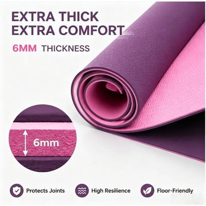 Fitness Yoga Mats Anti-slip Sport 6MM TPE Mat Blanket Exercise Yoga Pilate Gymnastics Mat Equipment Floor Work 6MM Thick TPE