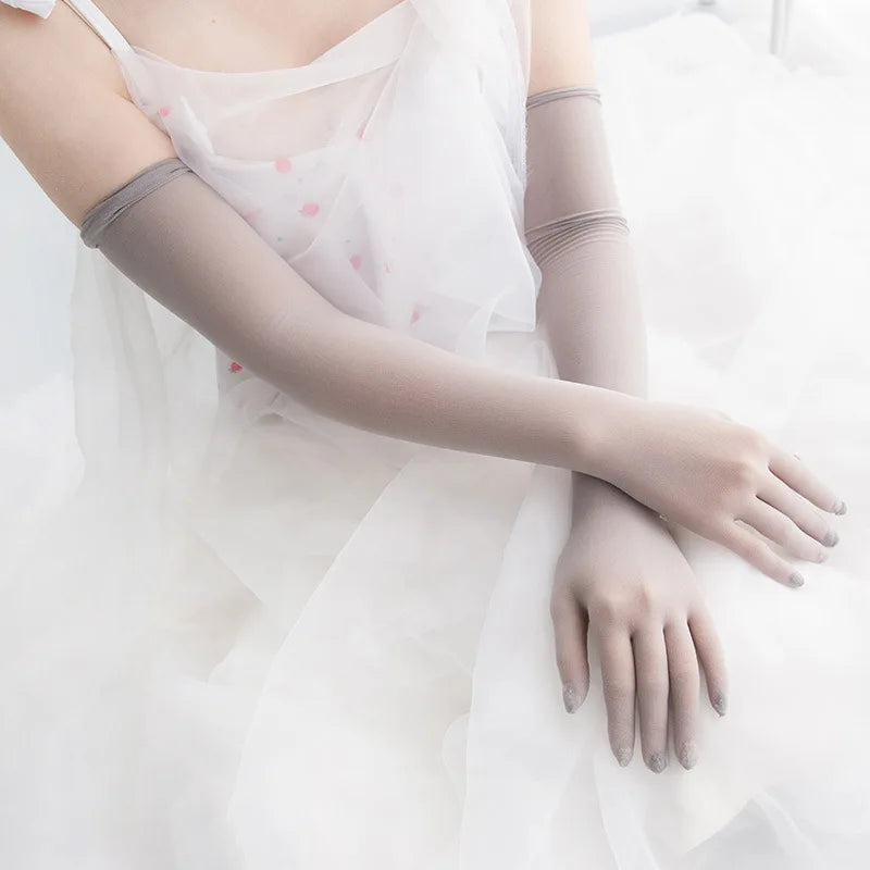 Sexy Thin Transparent Elastic Tight Stocking Gloves Women Night Club Wedding Dance Party Sunscreen Summer Etiquette Gloves