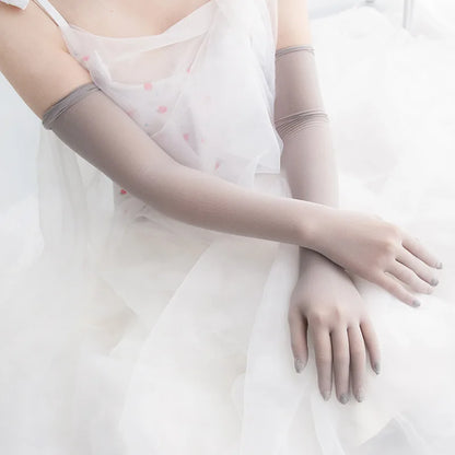 Sexy Thin Transparent Elastic Tight Stocking Gloves Women Night Club Wedding Dance Party Sunscreen Summer Etiquette Gloves