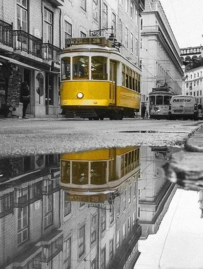 Black and White Europe Landscape Picture Home Decor Nordic Canvas Painting Wall Art Yellow Scenery Posters for Living Room Decor