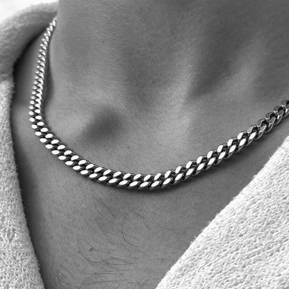 Vnox 3/5/7/9 mm dicke kubanische Ketten für Damen und Herren, schlichte Miami-Panzerketten, wasserdichte Edelstahlkette (Unisex)