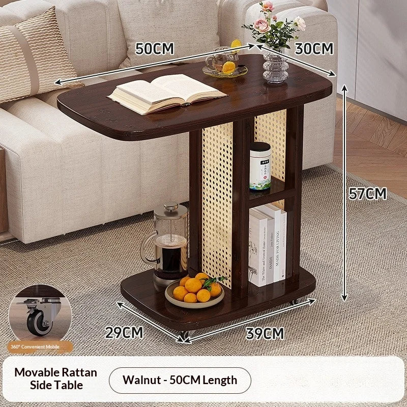 Portable Rolling Coffee Table Side Table Living Room Compact Sofa End Table Adjustable Height Luxury Furniture Living Room
