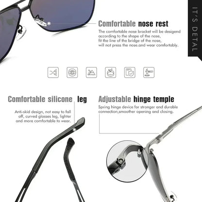 1PC Top Aluminum Magnesium Square Polarized  Photochromic Sunglasses Men Sun Glasses Safety Driving Oculos De Sol Masculino