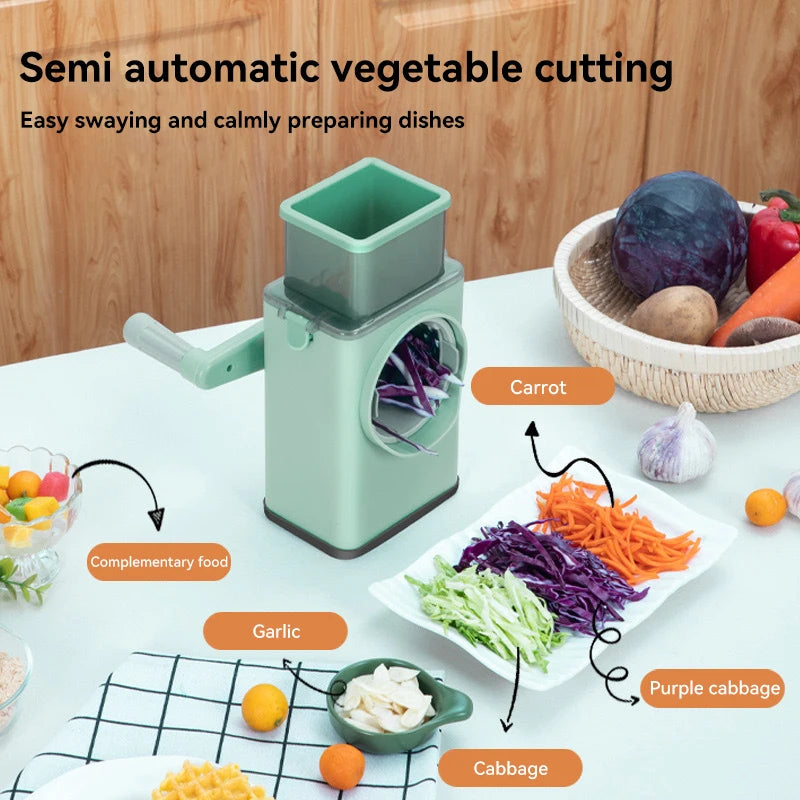 Home Multifunction Vegetable Slicer Manual Grater Vegetable Chopper 3 in 1 Round Cutter Potato Spiralizer Kitchen Accessories ﻿