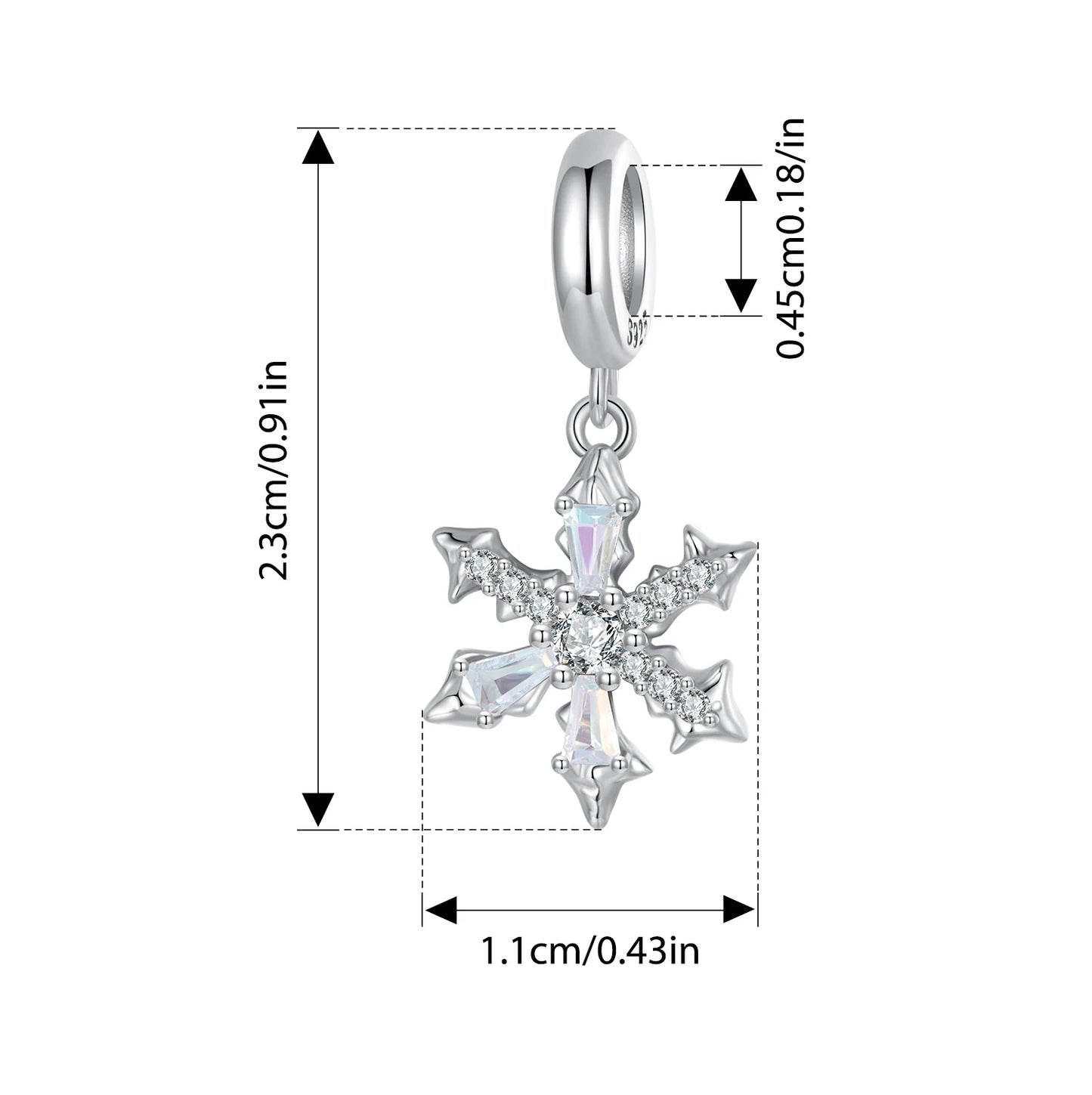 WOSTU 925 Sterling Silver Snowflake Charm Winter Snow Beads Purity Original Fit for Women Girls Necklace DIY Fine Jewelry Gift