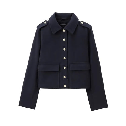 Autumn New Casual And Fashionable Women's Clothing European And American Style Simple And Versatile Shoulder Patch Top Jacket