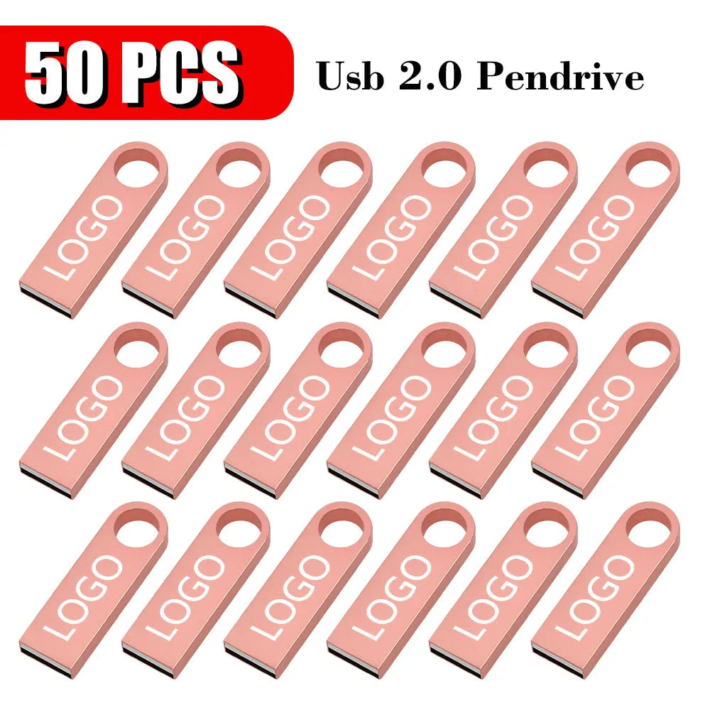 50PCS/lot Free Custom Logo Pendrive 16GB USB Creative Metal Key USB 2.0 Flash Drive Pendrive 4GB 8GB 32GB 64GB Memory Stick