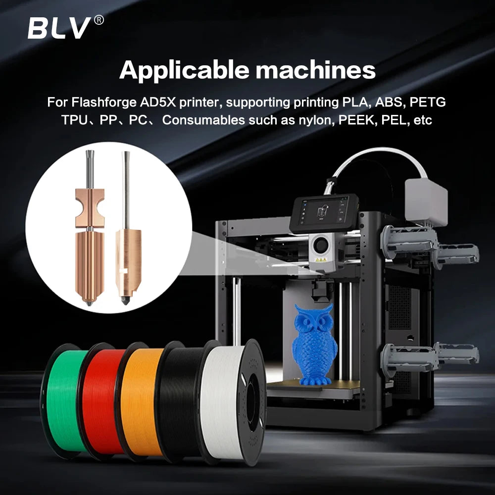 BLV® Flashforge AD5X Bimetallic Hardened Steel Nozzles New Upgraded Detachable Nozzle 3D Printer Parts