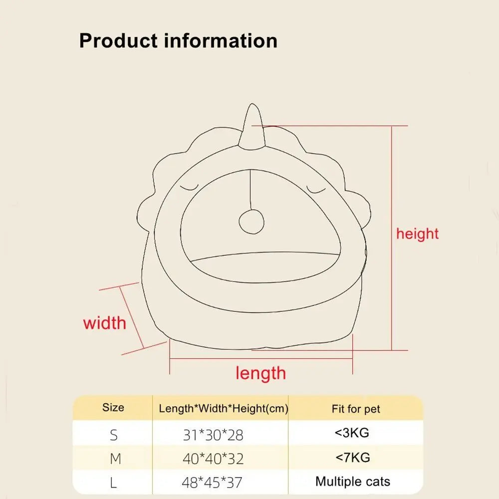 Cute Cushion Cat Sleeping Beds Semi Enclosed Dome Washable Dog Warm Bed Comfortable Kennel Kitten Mattress Cave Pet Supplies