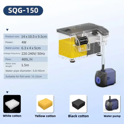 Fish Tank Filter Box External Wall Mounted Filter Water Circulation Three in One Aquarium Filter Small Fish Tank Filter