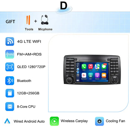 for Mercedes-Benz R-Class R300 R350 R400 2006-2014 GPS Navigation 7" 2.5D Touch Screen Android 16 Wireless CarPlay DSP Stereo