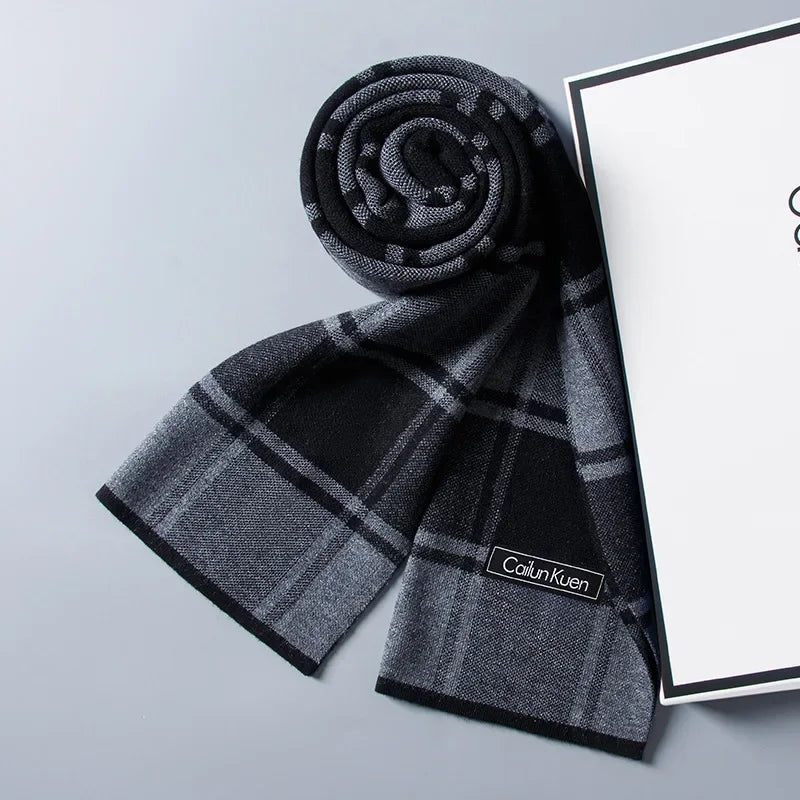 High Quality Wool Men Scarf Autumn Winter Classic Business Thermal Muffler Male Soft Korean Version Long Thick Warm Shawl No Box