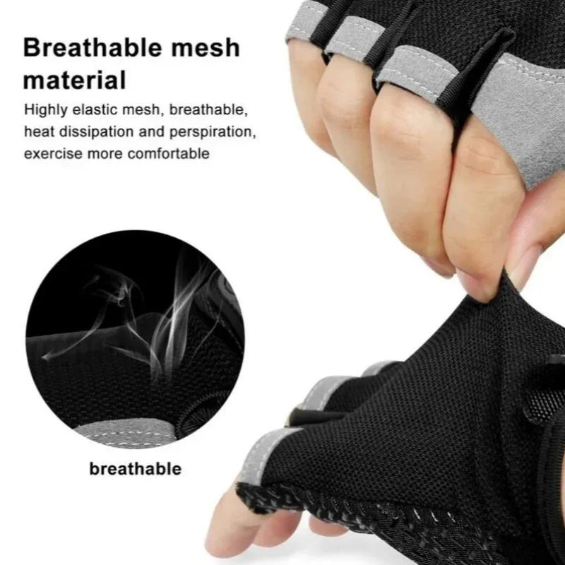 Gym Gloves Fingerless Gloves Anti-Slip Shock-Absorbing Breathable Gloves Sports Gloves for Training Lifting Weight Cycling