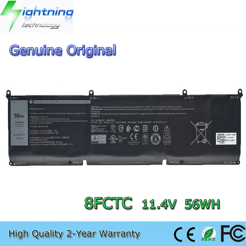 Brand New Genuine Original 8FCTC 11.4V 56Wh Laptop Battery for Dell XPS 15 9500 Precision 5550 Series 3ICP7/73/64 070N2F DVG8M P