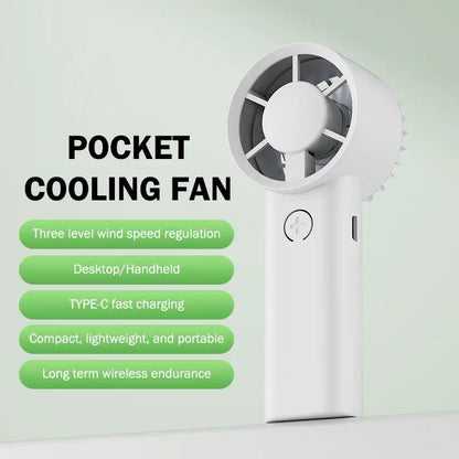 Portable Fan Creative Small Fan Pocket Hand-held Fan Lightweight Adjustable Cute Handheld Outdoor Fan Air Cooler Students Gift