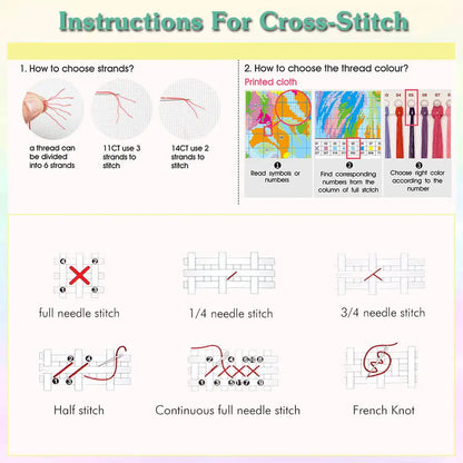 Cross Stich Kits Sleeping Cat 11CT Embroidery Sets Patterns Needlework DMC Threads Picture Printed Canvas Christmas Gift