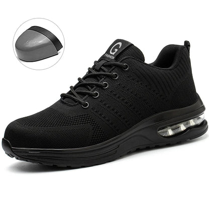 Steel Toe Work Shoes for Men Women  Anti-Smash Anti-Puncture Blue Safety Shoes Breathable Lightweight Air Cushion Work Shoes