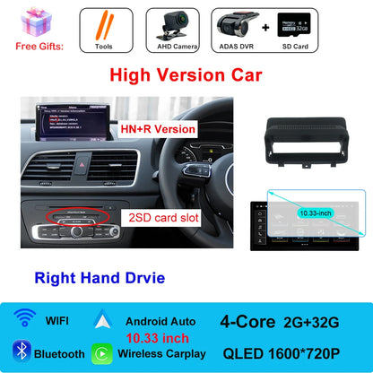Car Radio Navigation GPS Multimedia Video Player Tools For Audi O3 2013-2018 Right Hand Drvie Android 16 Auto Carplay 12.3"