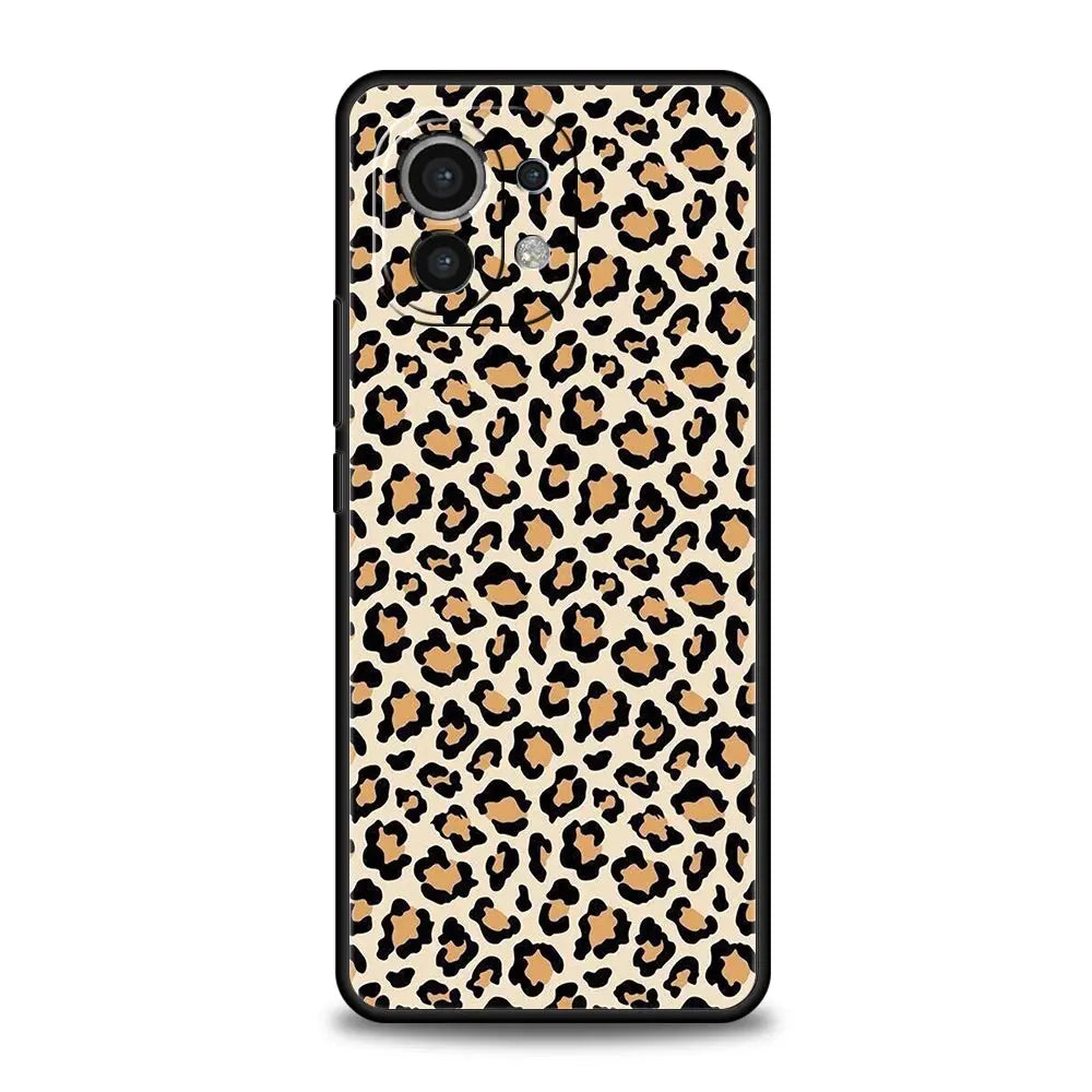 Phone Case For Xiaomi Mi 14 13 12 11 Lite 13T 12T 11x 11T 10T Pro 9T Note 10 Lite Silicone Black Cover Leopard Cheetah print