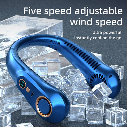 Hanging Neck Fan Digital Display Power Ventilador Bladeless Neckband Fan Portable Mini Air Cooler USB Rechargeable Electric Fans