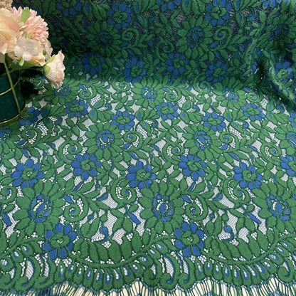Lace Fabric By 1.5 Meters for Dresses Clothes Sewing White Blue Hollowed-out Plain Cloth Heavy Press Yarn Three-dimensional Mesh