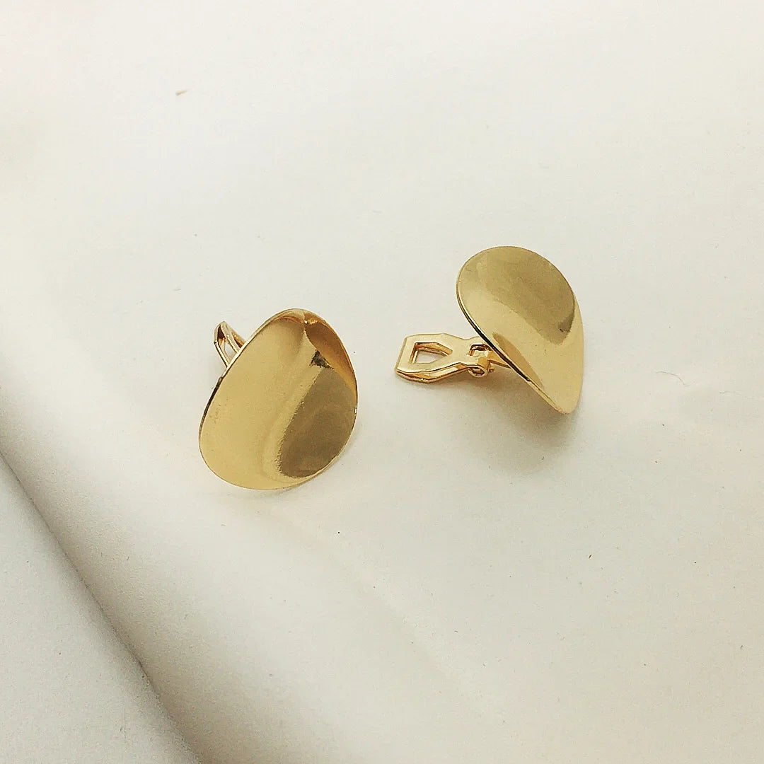 3.5 Cm Big Ball No Pierced Earclips Fashion Temperament Gold Plated Exaggerated Striped Round Clip Earrings for Women Party