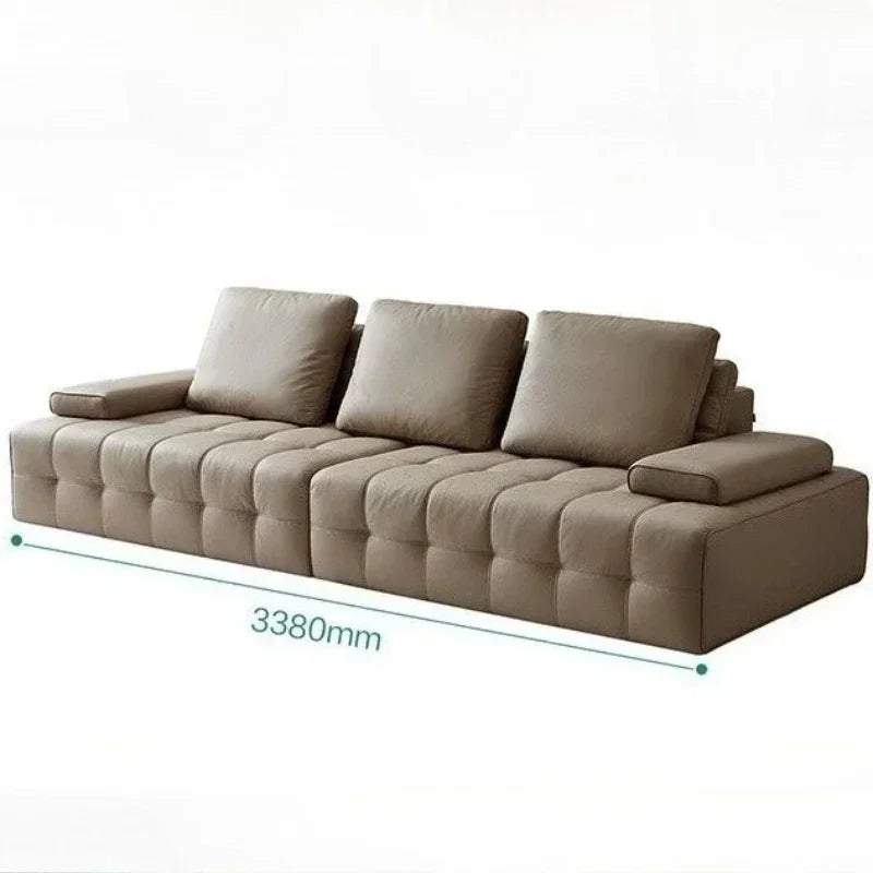 Modern Luxury 3seats Italian Minimalist Living Room Furniture Retro Lawrence Big Black Cow Leather Sofa L Shaped Lazy Minimalist