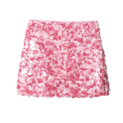 KONDALA 2025 Spring Summer Sexy Butter Yellow Women Skirts Fashion Streetwear Beading Solid Straight Chic Ladies Mini Skirts