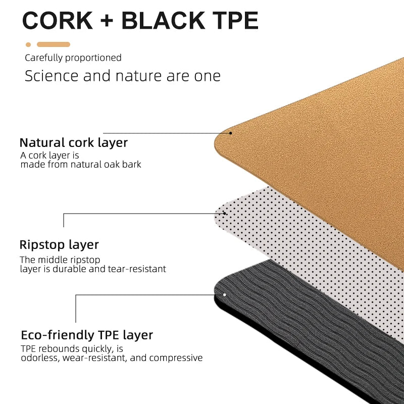 Natural Cork Yoga Mat Fodable Fitnes for Men Women Kid Lightweight Portable Pads Strap Included No Slipping Hot Absorb Sweat