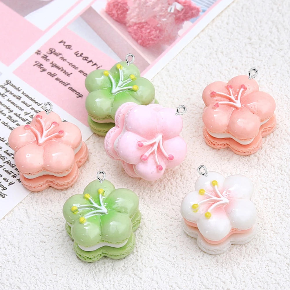 10PCS Shiny Cherry Blossom Cake Series Flat Back Charms For Earrings Bracelet Hairpin DIY Jewelry Pendants Decoration Accessorie