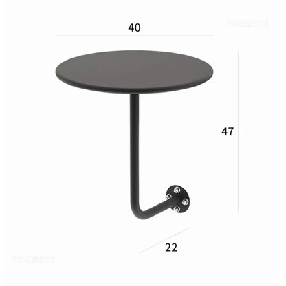 Wall Mounted Coffee Table, Round Floating Side Table, Metal Space Saving End Table for Living Room Bedroom Balcony Cafe
