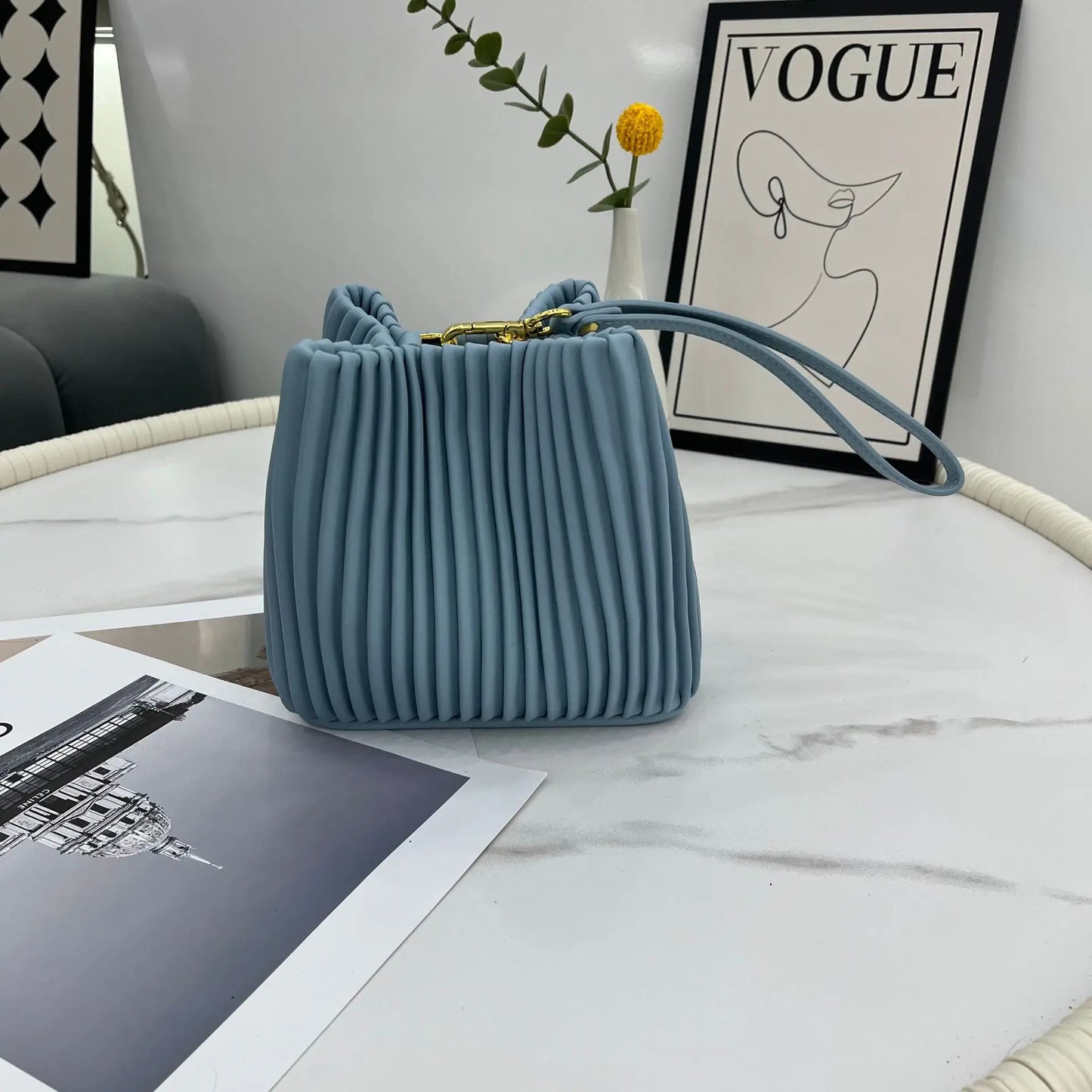Ladies Designer Bucket Bag Solid Color Genuine Leather Handbag and Purse for Women Fashion Women's Shoulder Crossbody Bag