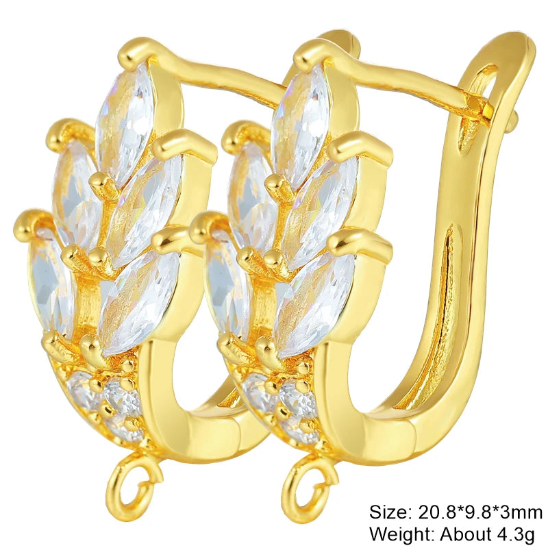 Juya 18K Gold Silver Plated Fastener Bales Fixture Earring Hook Locks For DIY Women Fashion Crystal Agate Charms Earrings Making
