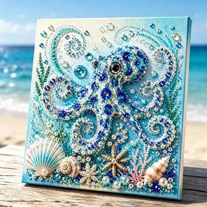DIY Pearl Bead Embroidery Painting,Ocean Marine Animals Whale Turtle Dolphin Underwater Bead Art, Coastal Nautical Wall Decor