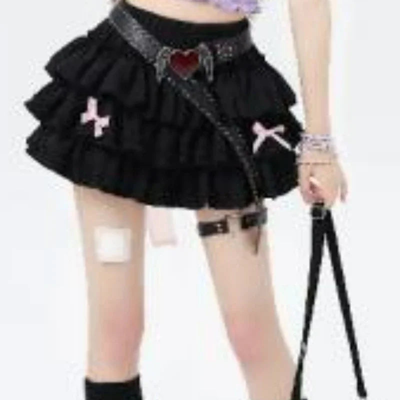 Harajuku Y2k Lolita Style Mini Skirt Women Korean High Waist Ruffles Cake Skirts Japanese Kawaii Pleated JK Fashion Short Skirts