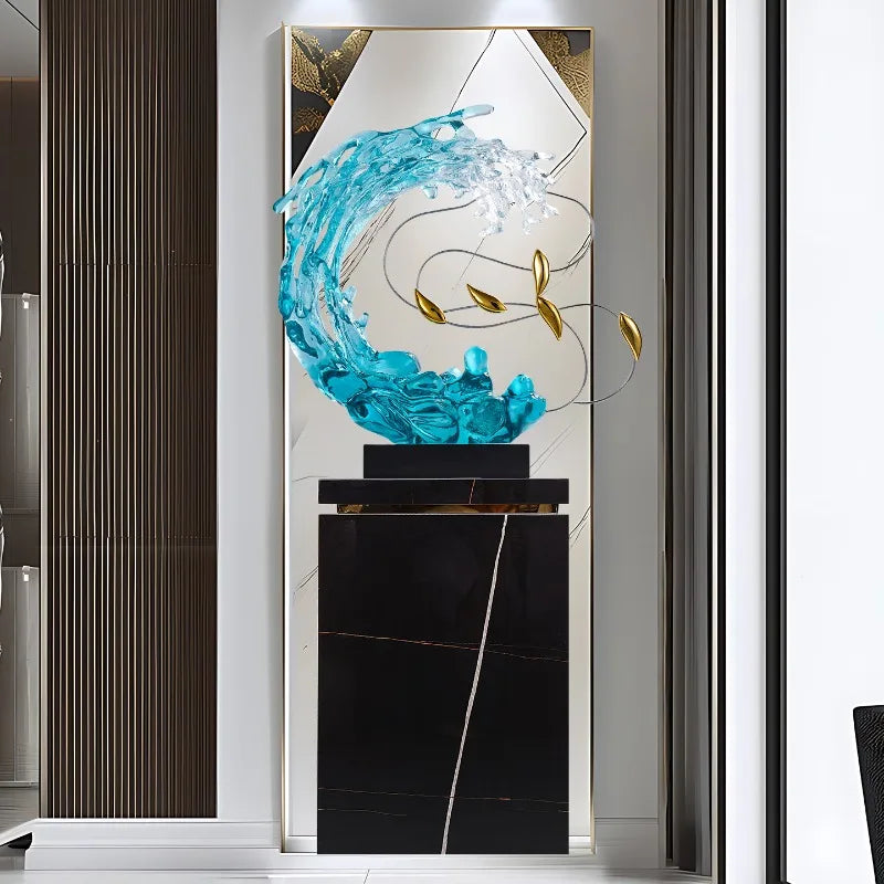 Home Decor Abstract Art Sculpture Decoration Luxury Villa Living Room Entrance Office Desktop Blue Transparent Decorations Craft
