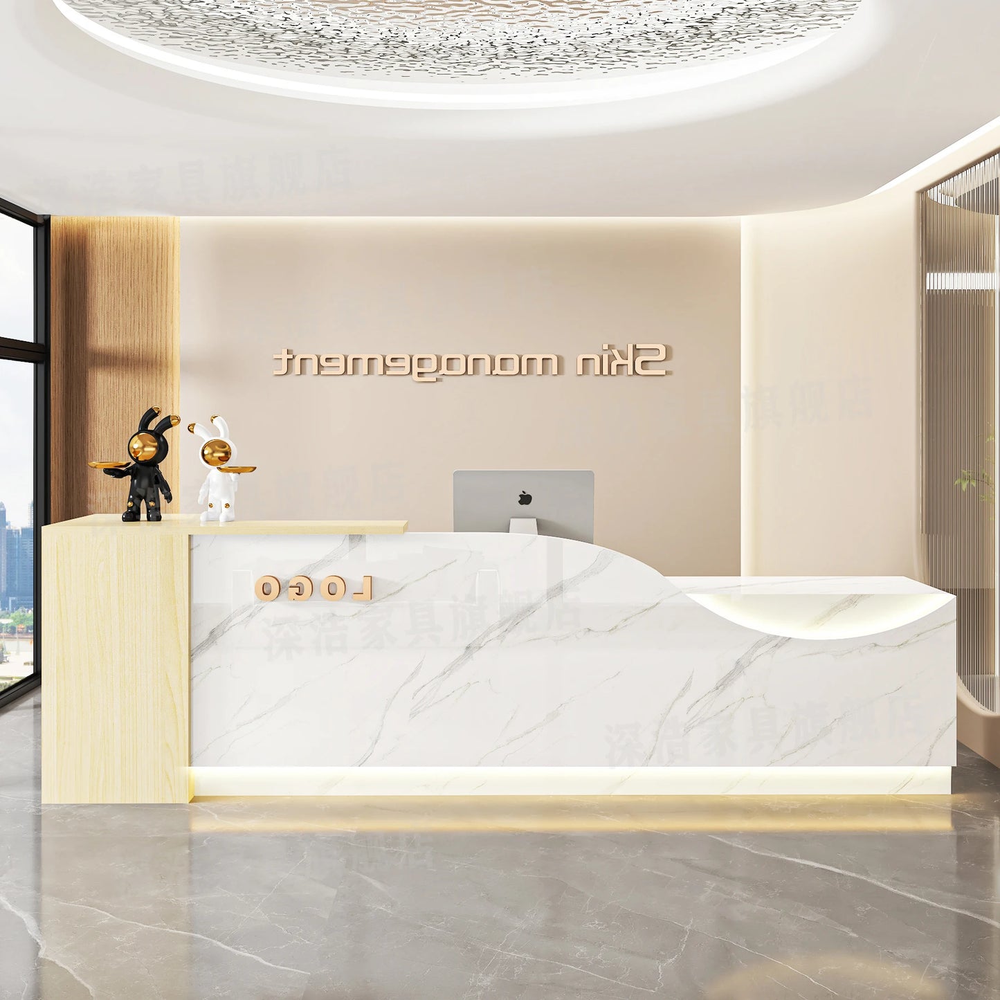 Customized Equipment Reception Desk Beauty Simple Creative Aesthetic Reception Desks Trendy Luxury Mostrador Office Furniture
