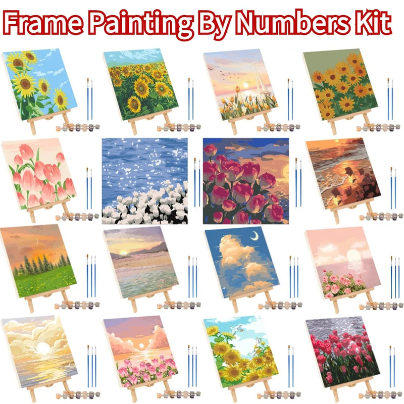 Frame Painting By Numbers Kit Abstract Sunset Landscape Modern Drawing Coloring DIY Painting By Numbers Acrylic Paint Home Decor