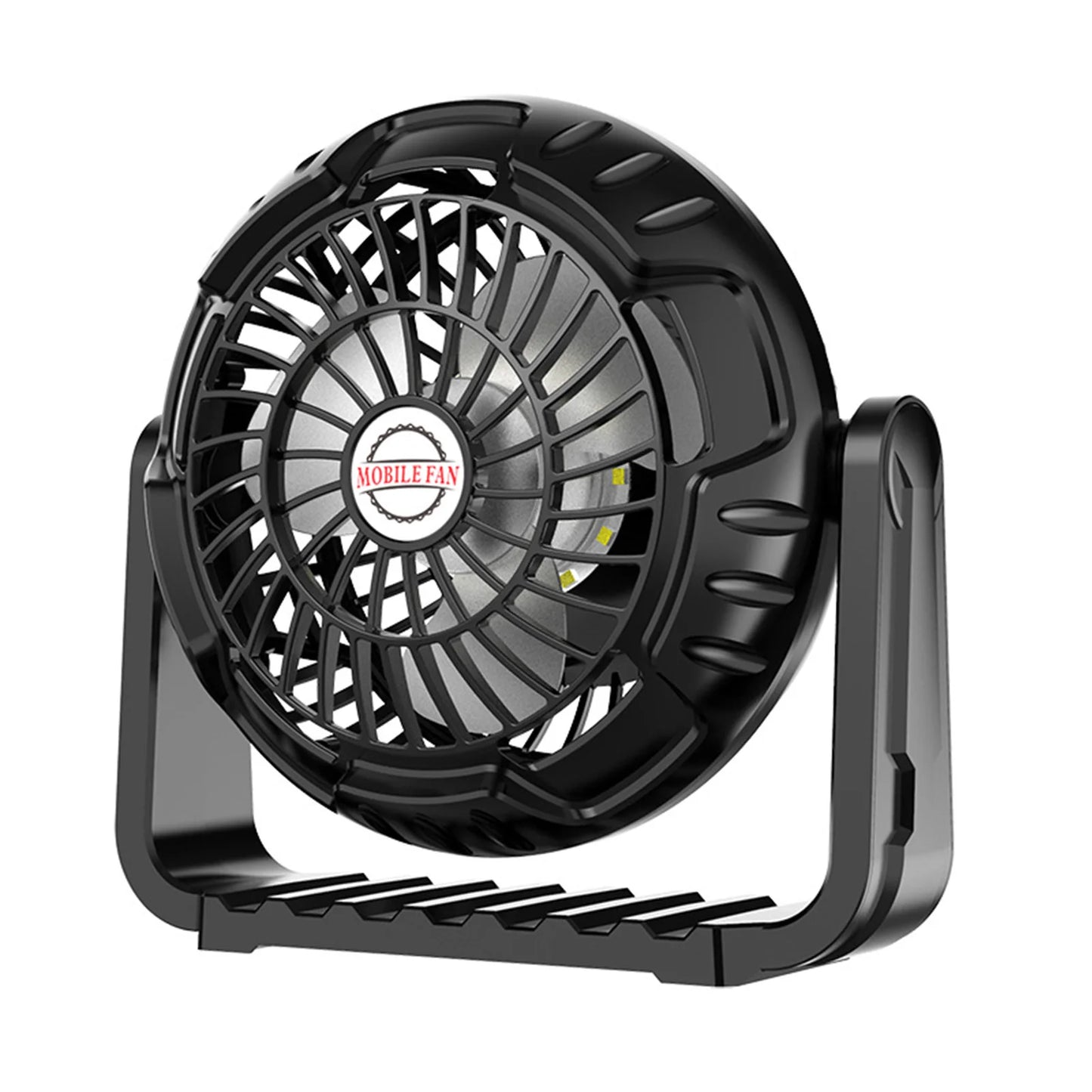 Portable Camping Fan with Integrated LED Light Perfect for Outdoor Adventures Adjustable Airflow and Bright Illumination