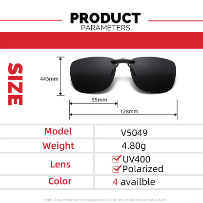 Square Clip On Sunglasses Women Polarized Black Lens UV400 Night Vision Driving Men Goggles Clips Anti Glare Vintage Glasses