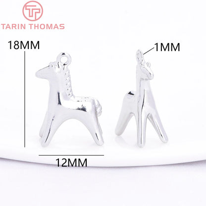 (10486) 6PCS 12x18MM 24K Gold Color Brass Horse Shaped Necklace Pendants Charms High Quality Jewelry Making Accessories