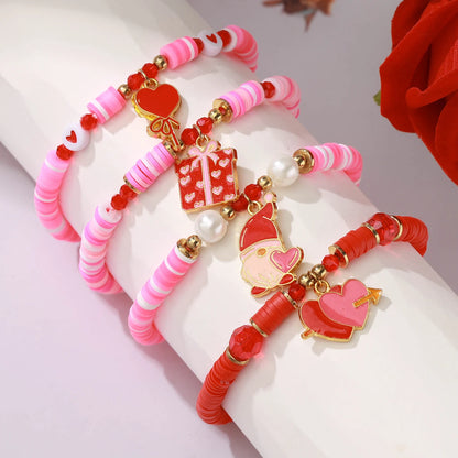 1 set of new Valentine's Day love soft ceramic layered bracelet set suitable for gift giving and daily wear
