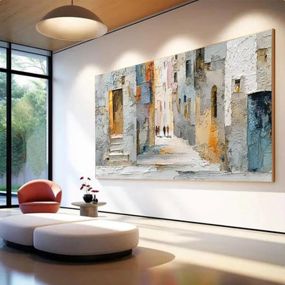 1pc Frameless Canvas Painting  Abstract On Canvas Image Scenery Of The Old Neighborhood Mural Top Wall Art Picture Decor Living